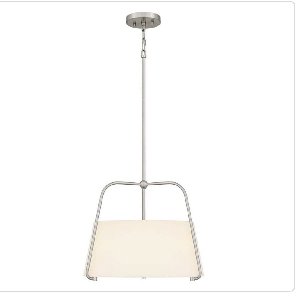New DSI Corbin Modern Pendant Chandelier in Brushed Nickel with White Shade